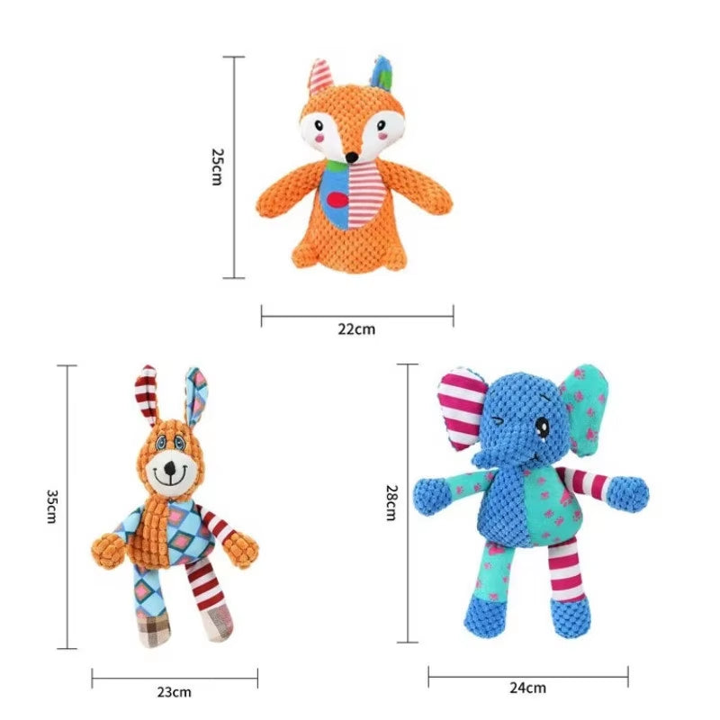Dog Chew Toy Cute Animals Bite Resistant Interactive Squeaky Puppy Toy Teeth Cleaning Pet Plush Toy Pet Supplies