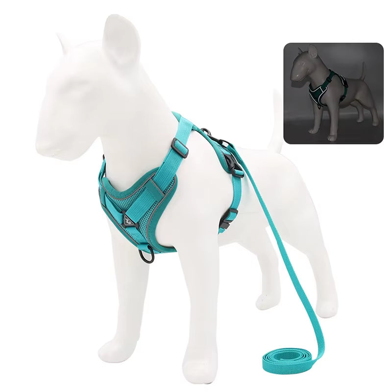 Dog Harness Leash Set Adjustable Pet Chest Strap for Small Medium Dogs Cats Reflective Puppy Harness Vest French-Bulldog York