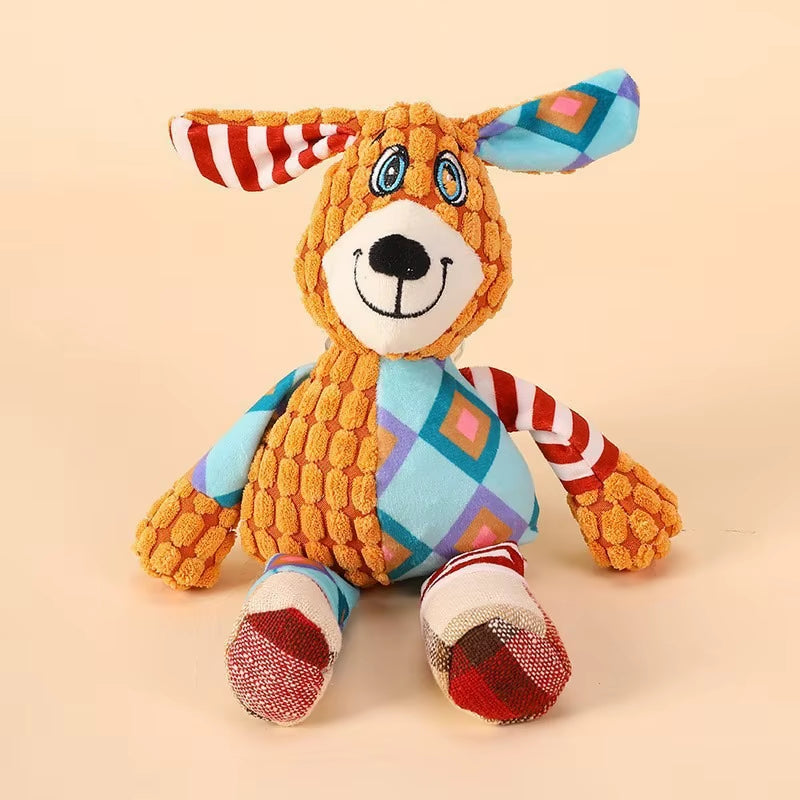 Dog Chew Toy Cute Animals Bite Resistant Interactive Squeaky Puppy Toy Teeth Cleaning Pet Plush Toy Pet Supplies
