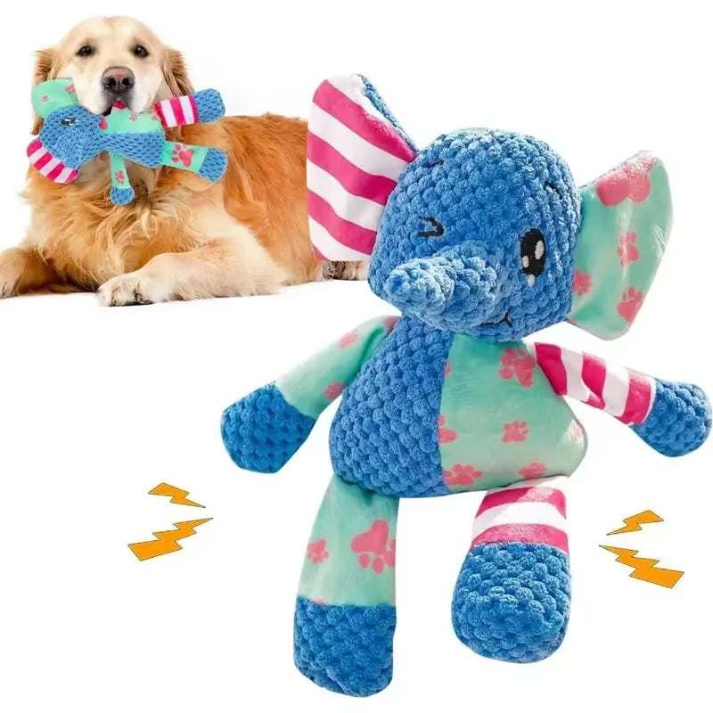 Dog Chew Toy Cute Animals Bite Resistant Interactive Squeaky Puppy Toy Teeth Cleaning Pet Plush Toy Pet Supplies