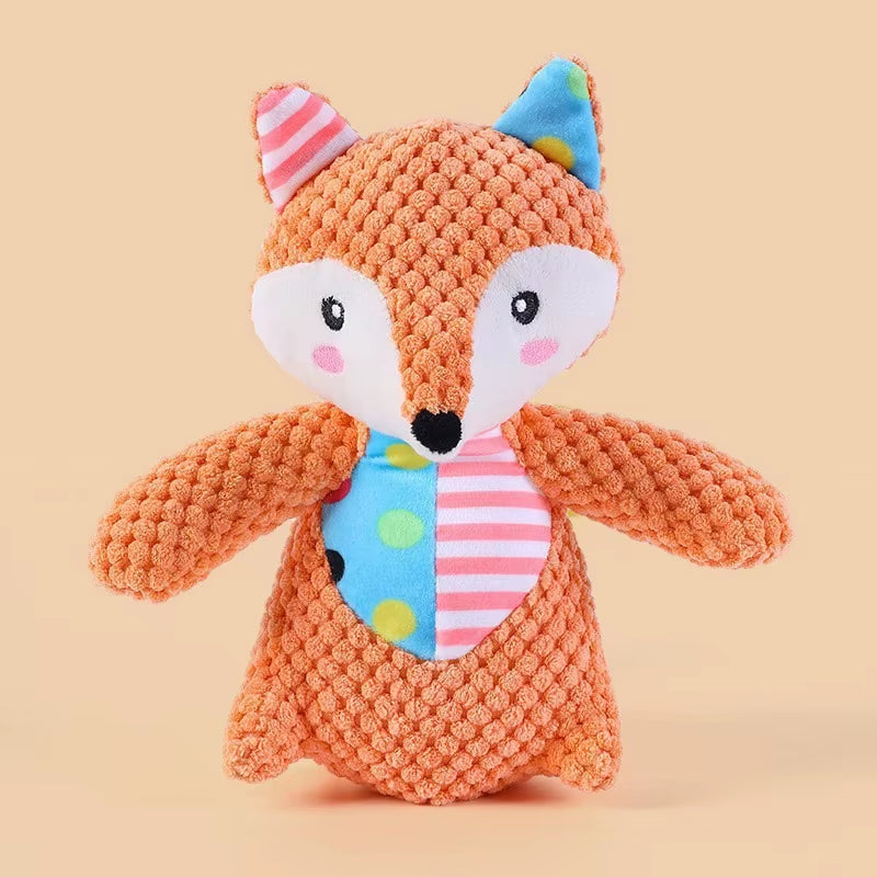 Dog Chew Toy Cute Animals Bite Resistant Interactive Squeaky Puppy Toy Teeth Cleaning Pet Plush Toy Pet Supplies
