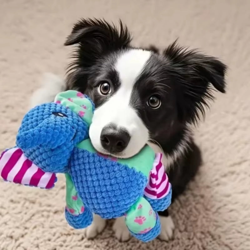 Dog Chew Toy Cute Animals Bite Resistant Interactive Squeaky Puppy Toy Teeth Cleaning Pet Plush Toy Pet Supplies