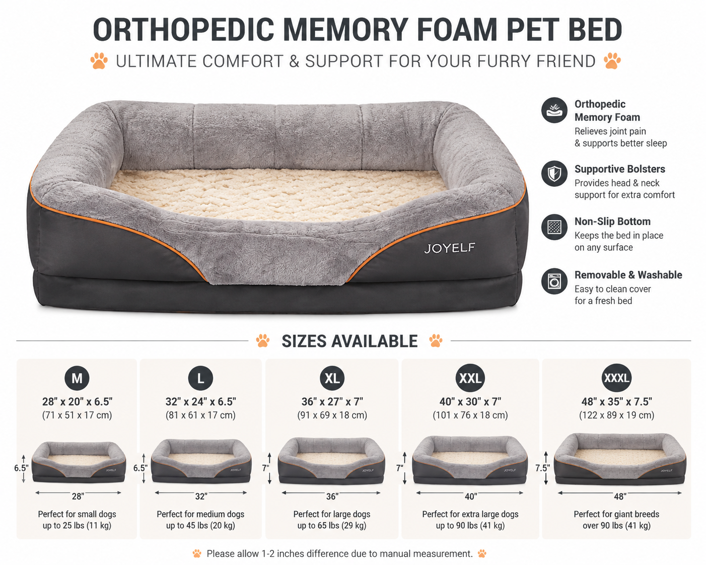 Pawvana™ ComfortCloud Orthopedic Bed – Premium Rest For Your Best Friend